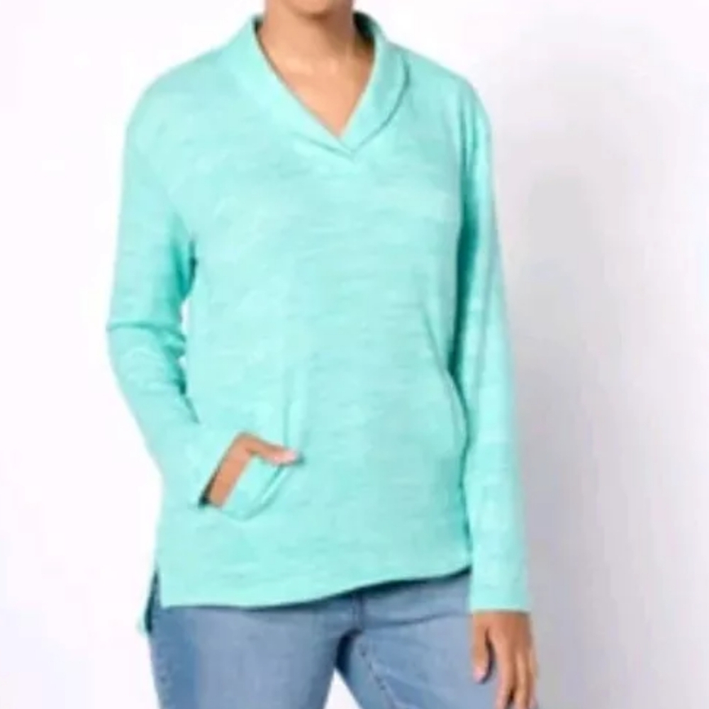 Muk Luks Pullover Top Woman Plus 5x 6X Lounge Cozy Knit Morning Butter Mint NWOT